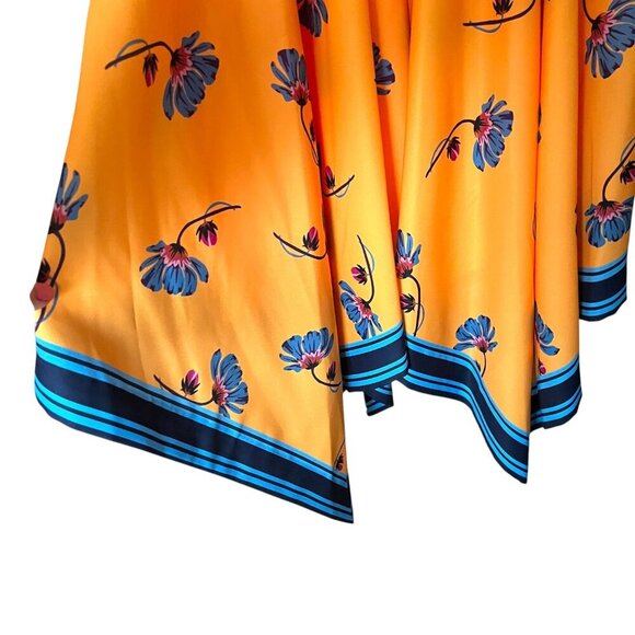 Guess Floral Bright Colorblock Handkerchief Hem Knee Length Dress Size 8 - Picture 5 of 10